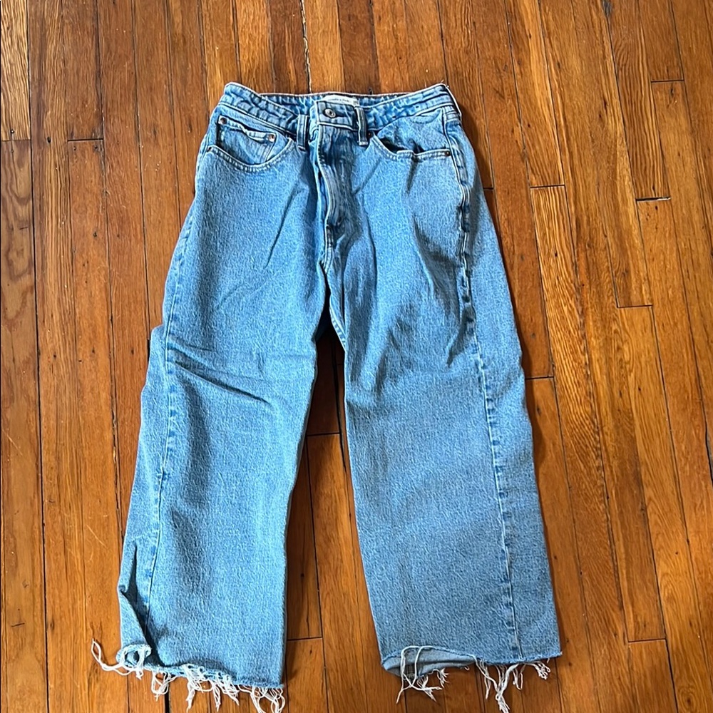 Abercrombie & Fitch Blue Straight Leg Jeans with Classic Denim Wash